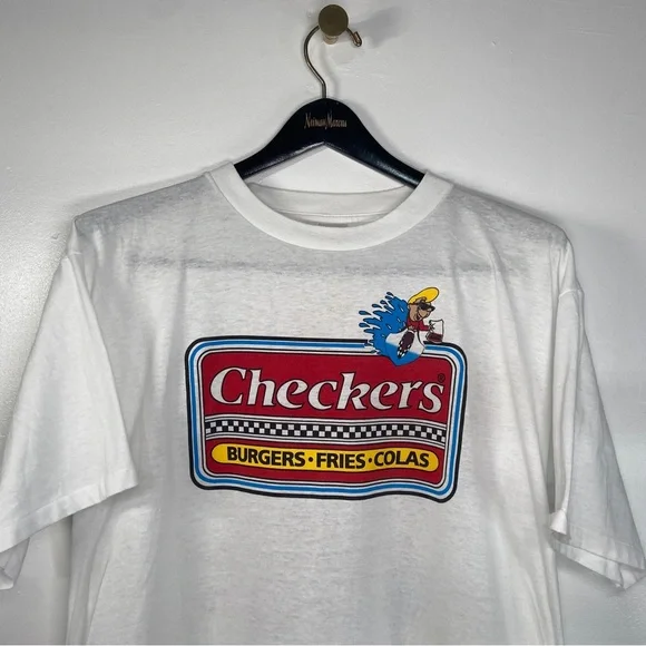 Checkers Burgers Shirt Mens XL Vintage T Shirt 90s Single Stitch Tee Rare USA